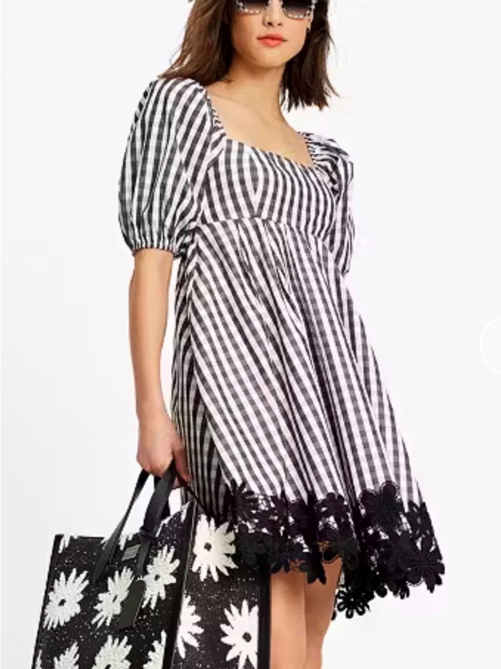 NWT Kate Spade Gingham Puff Sleeve Dress Medium (originally $398)